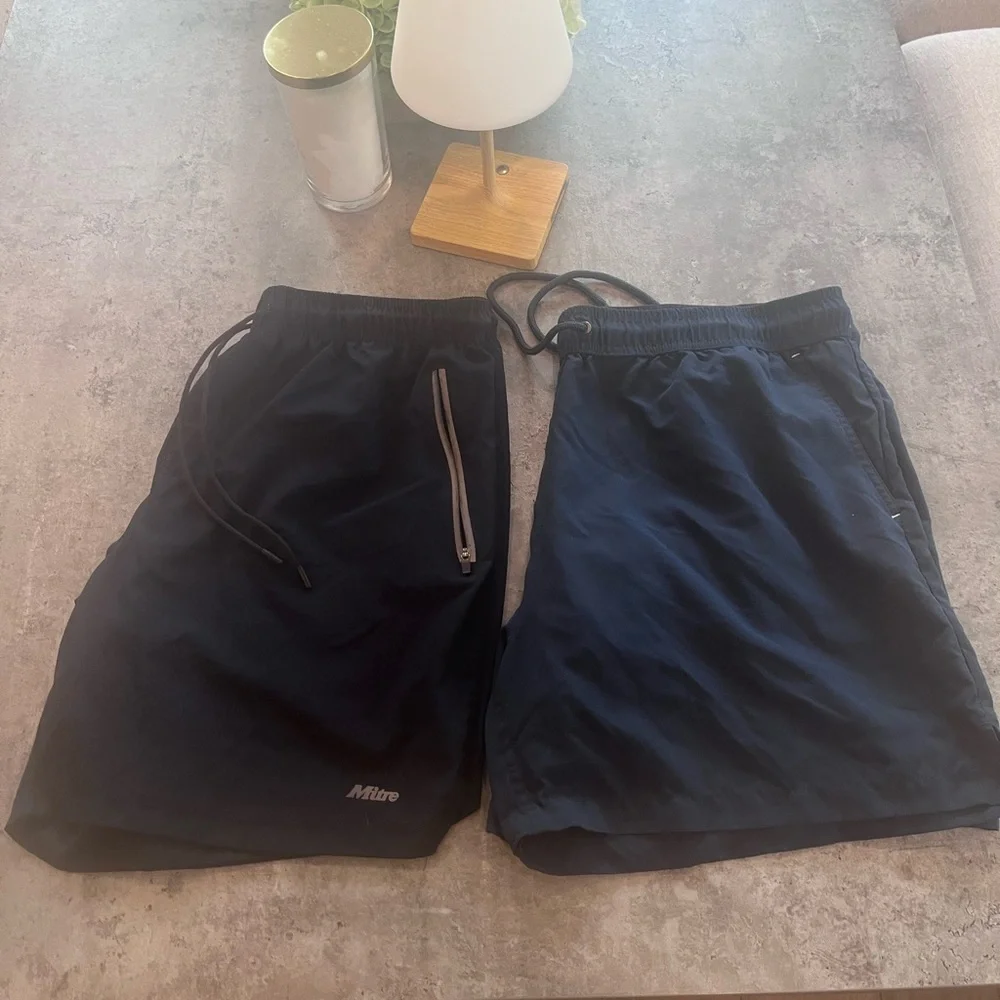 Mens Navy Blue Drawstring Shorts (2 pairs) Size XL - Picture 6 of 6